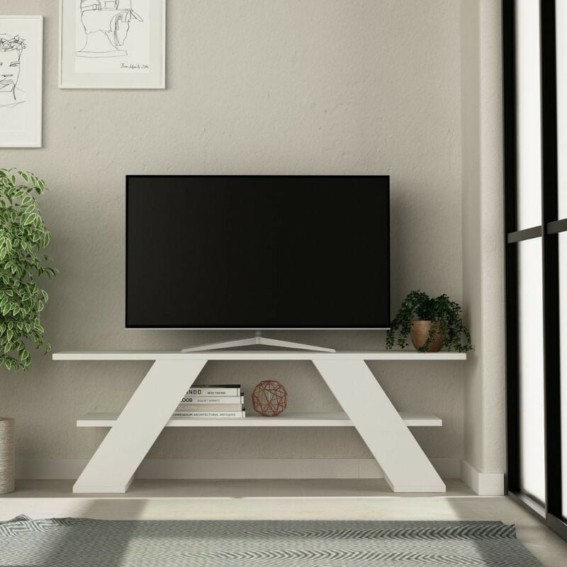 foto del prodotto mobile porta tv aperto 2 ripiani farfalla 120 colore bianco