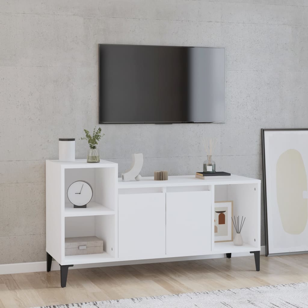 foto del prodotto mobile porta tv bianco 100x35x55 cm in legno multistrato cod mxl 26035