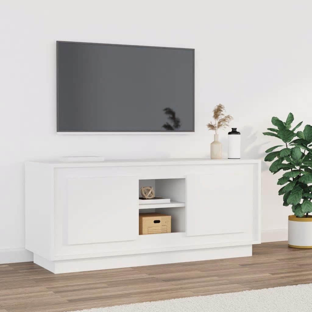 foto del prodotto mobile porta tv bianco 102x35x45 cm in legno multistrato