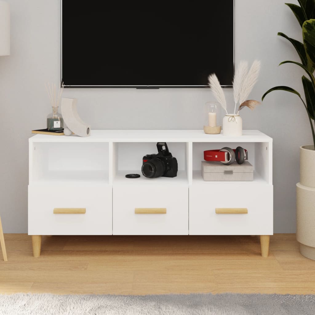 foto del prodotto mobile porta tv bianco 102x36x50 cm in legno multistrato