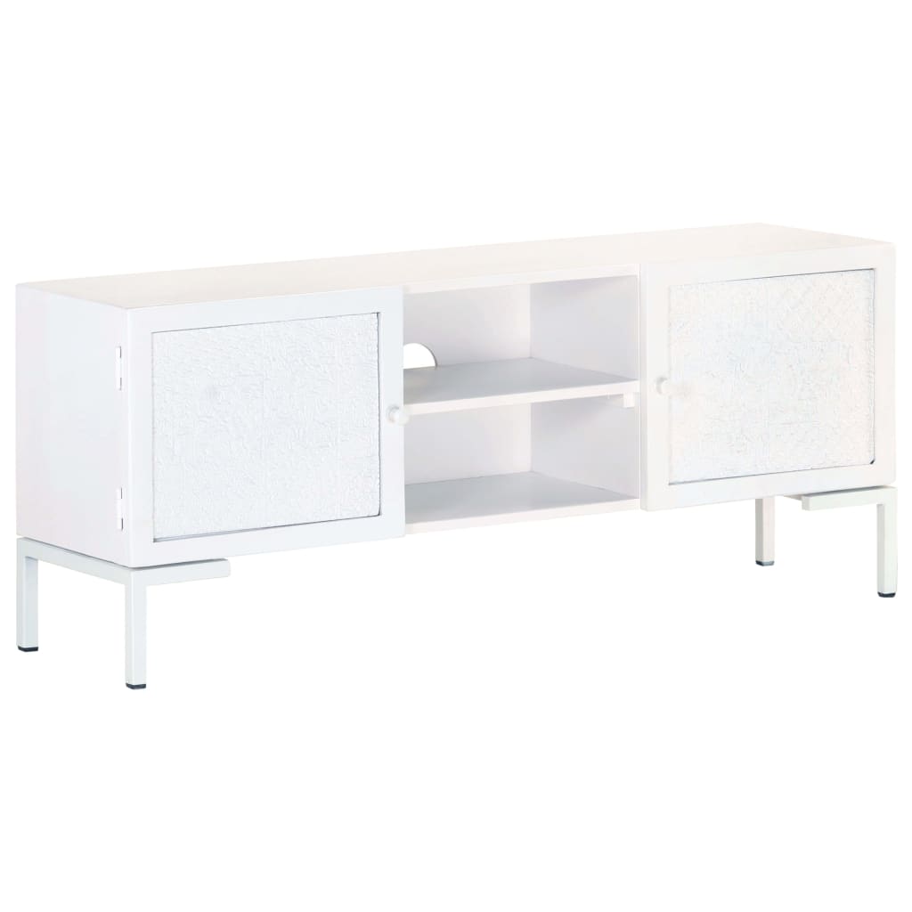 foto del prodotto mobile porta tv bianco 115x30x46cm in legno massello di mango