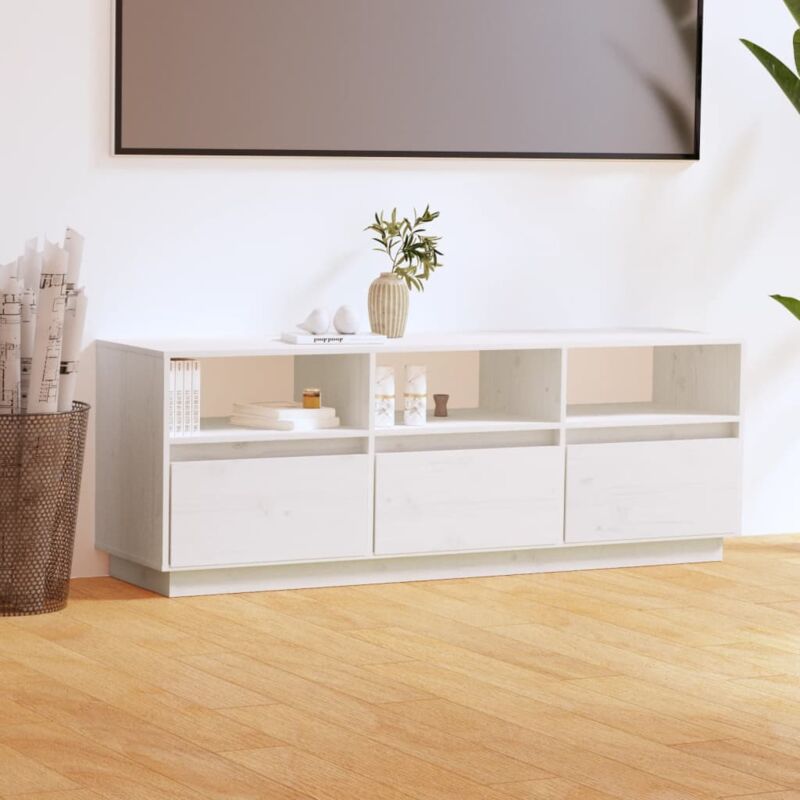 foto del prodotto mobile porta tv bianco 140x37x50 cm in legno massello di pino vidaxl