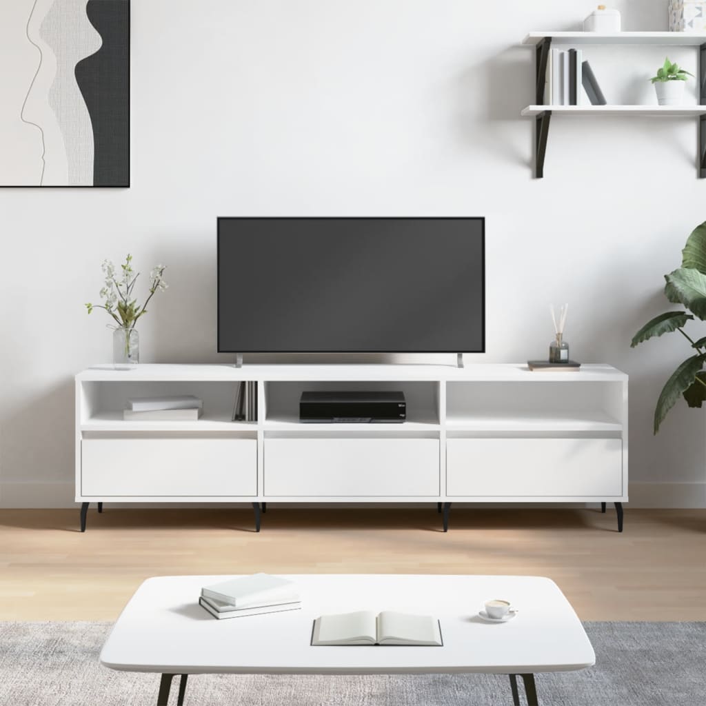 foto del prodotto mobile porta tv bianco 150x30x44,5 cm in legno multistratocod mxl 127563
