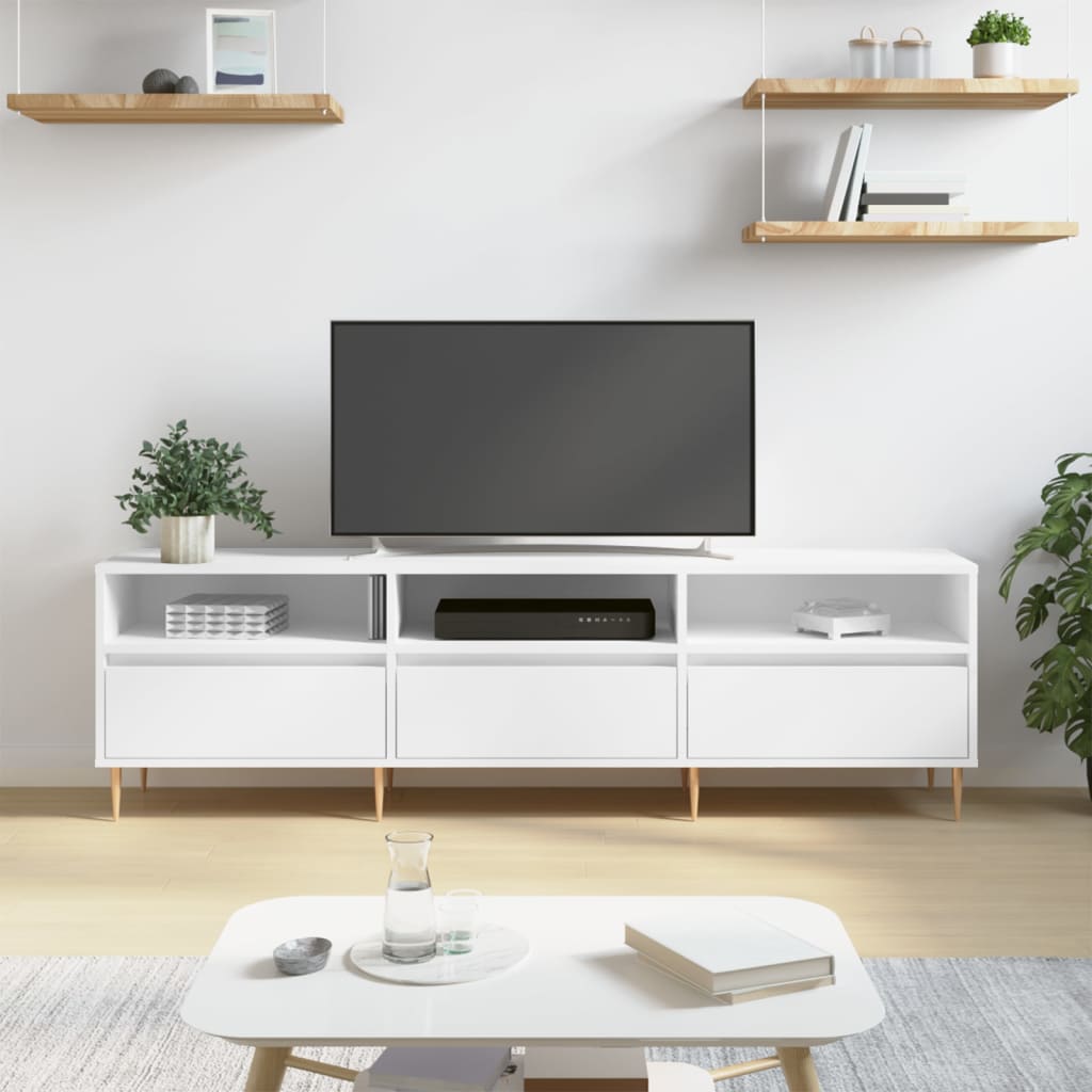 foto del prodotto mobile porta tv bianco 150x30x44,5 cm in legno multistratocod mxl 79007