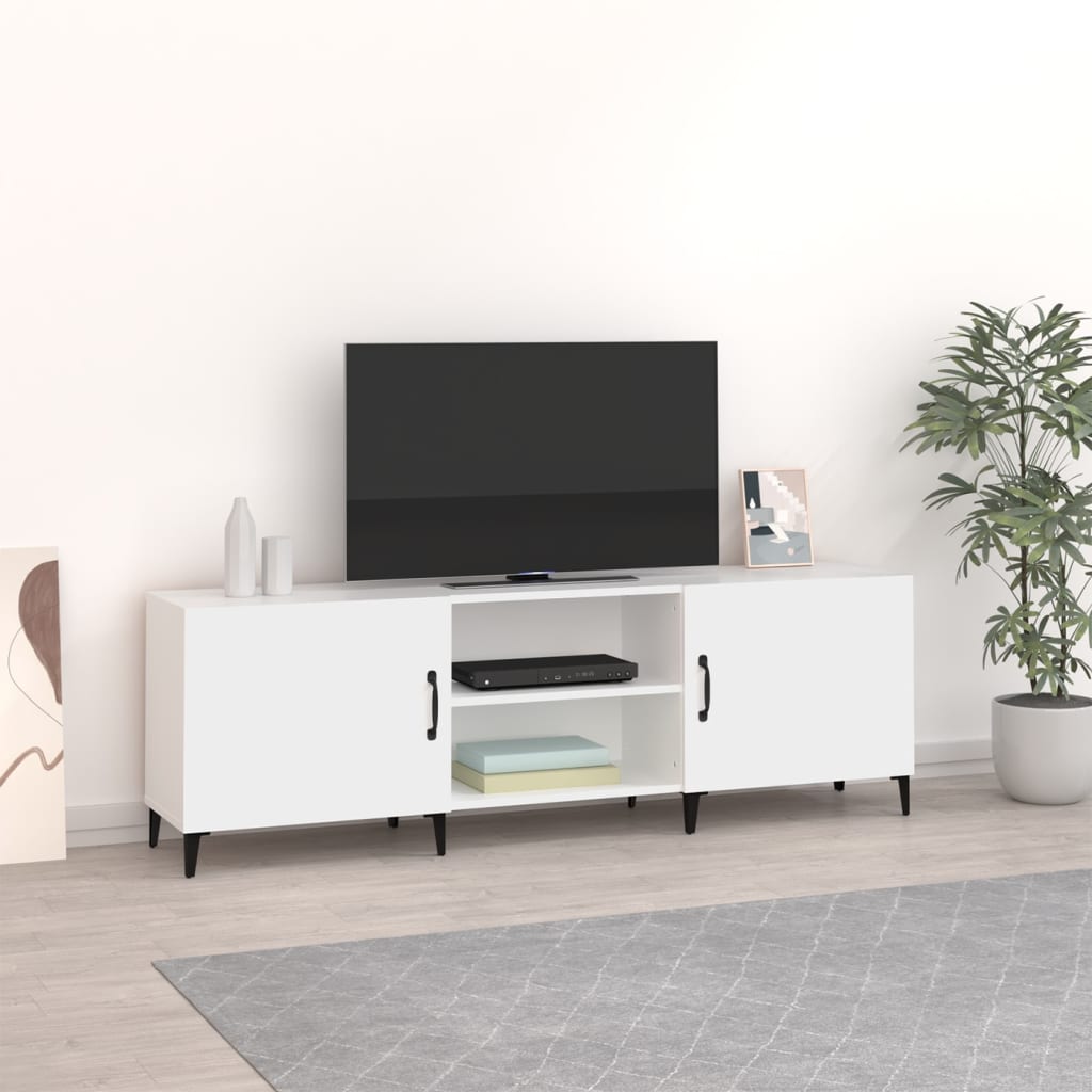 foto del prodotto mobile porta tv bianco 150x30x50 cm in legno multistrato cod mxl 19406