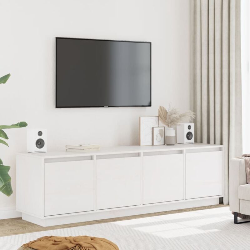 foto del prodotto mobile porta tv bianco 156x37x45 cm in legno massello di pino vidaxl