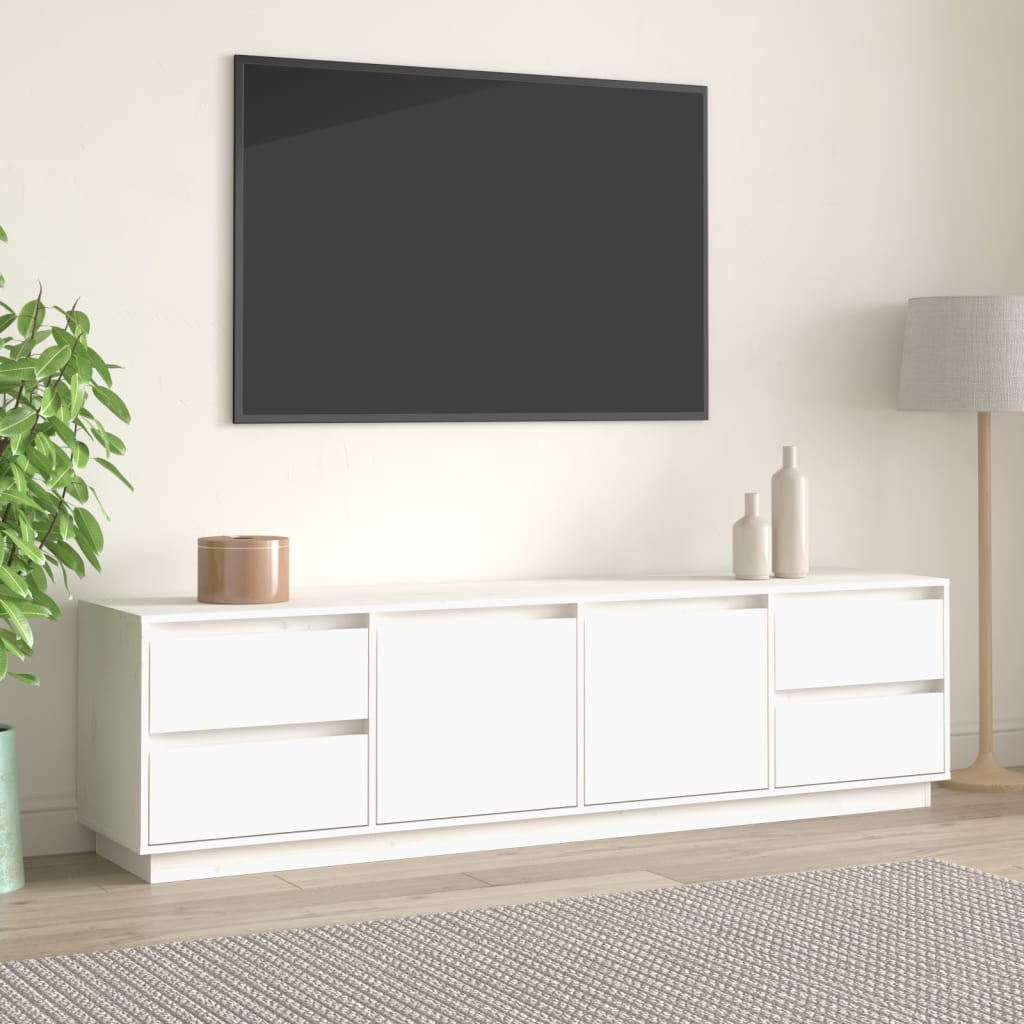foto del prodotto mobile porta tv bianco 176x37x47,5 cm in legno massello di pino cod mxl 16475