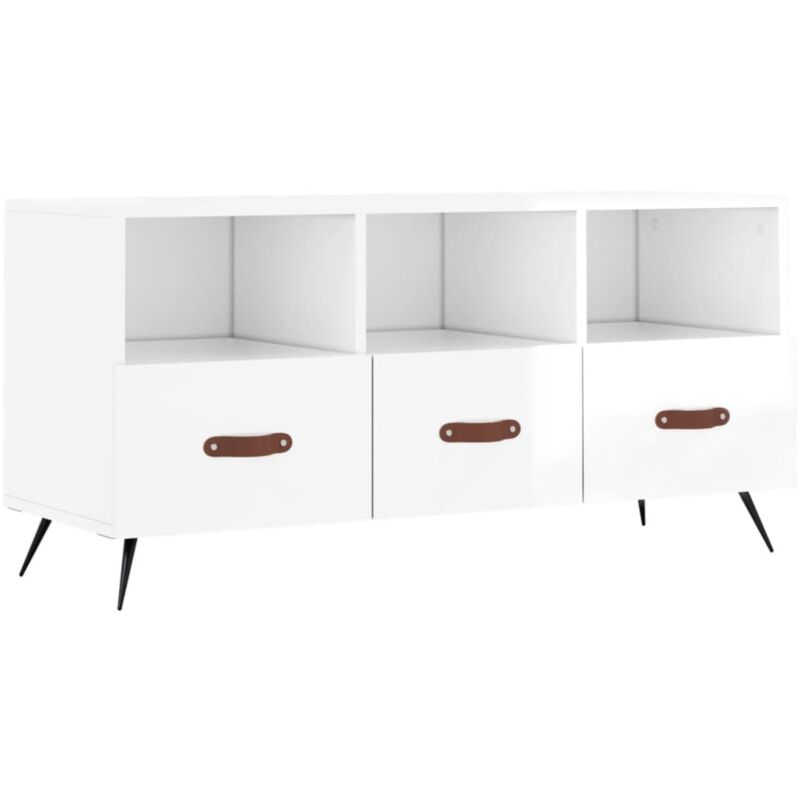 foto del prodotto mobile porta tv bianco lucido 102x36x50 cm in legno multistrato vidaxl