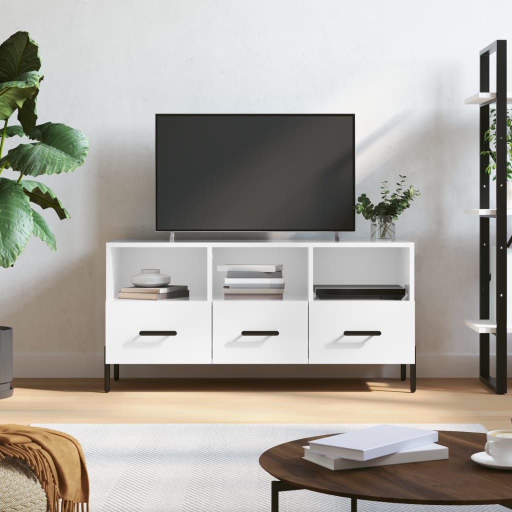 foto del prodotto mobile porta tv bianco lucido 102x36x50 cm in legno multistratocod mxl 80007