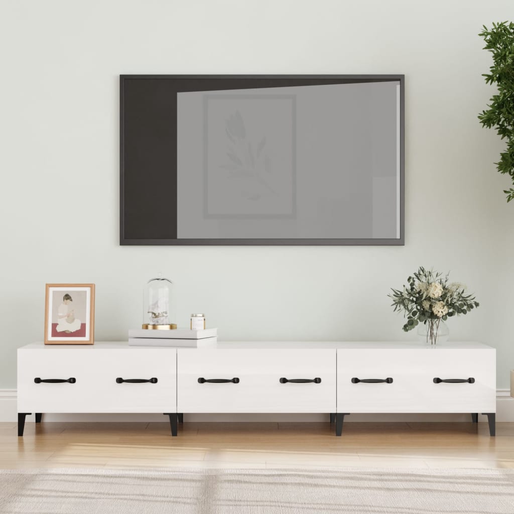 foto del prodotto mobile porta tv bianco lucido 150x34,5x30 cm legno multistrato cod mxl 26967