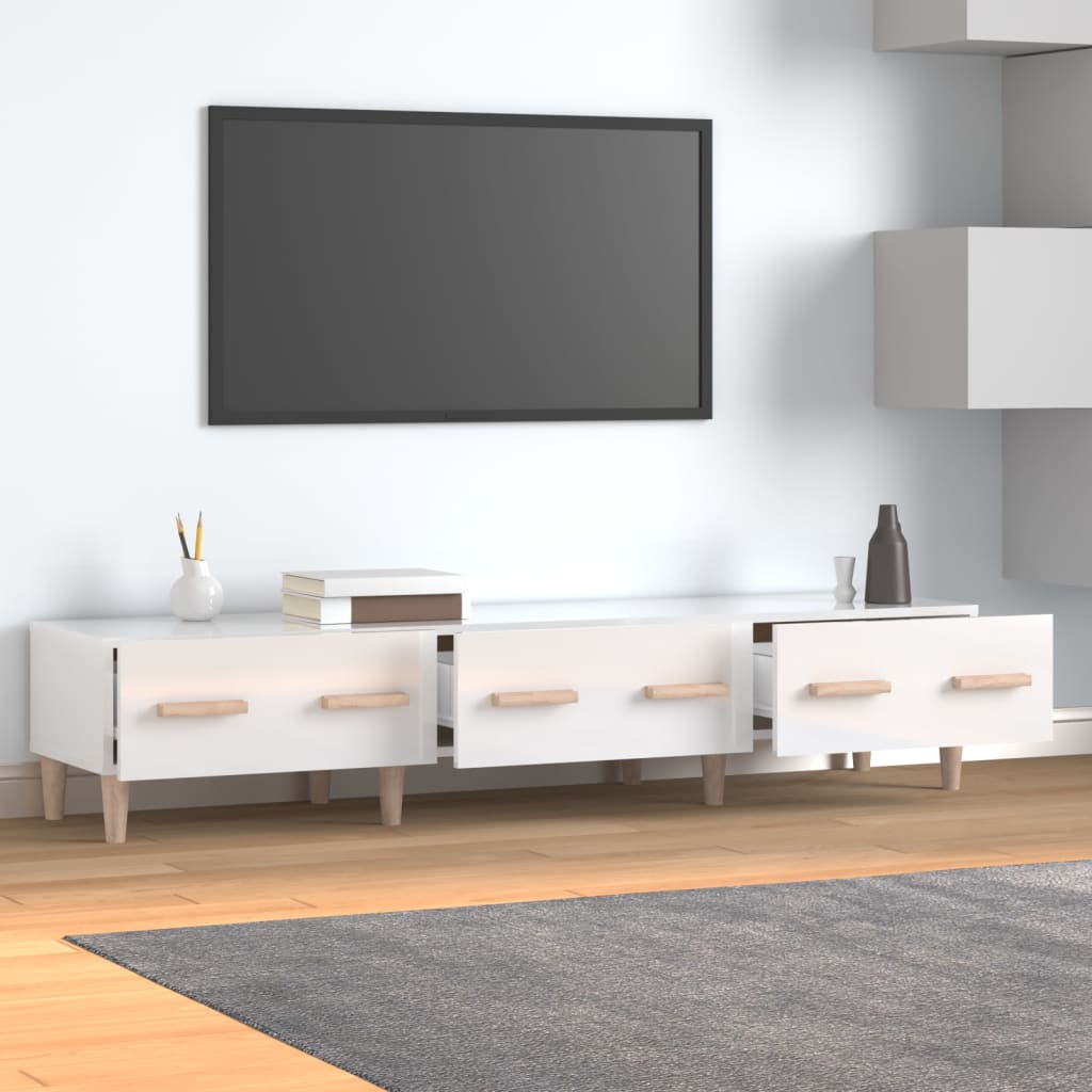 foto del prodotto mobile porta tv bianco lucido 150x34,5x30 cm legno multistrato cod mxl 27805