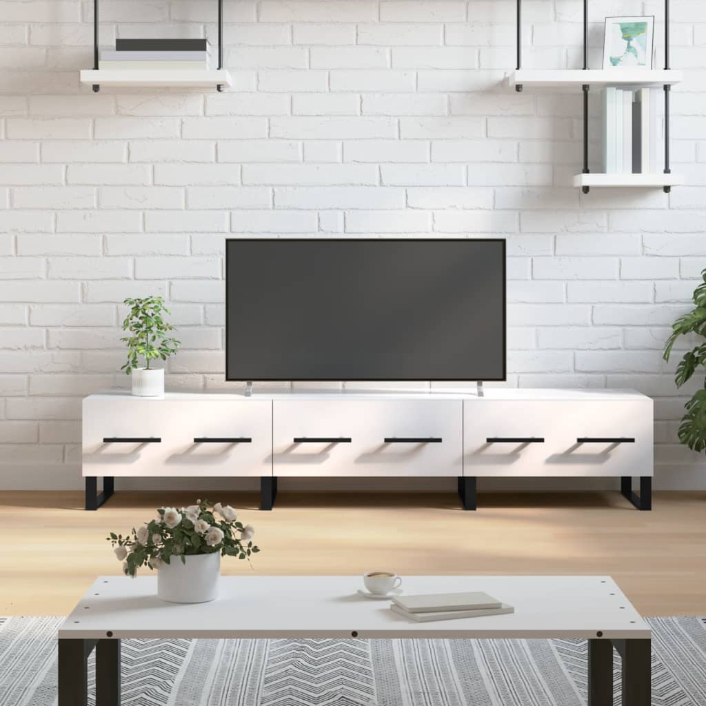 foto del prodotto mobile porta tv bianco lucido 150x36x30 cm in legno multistratocod mxl 79958