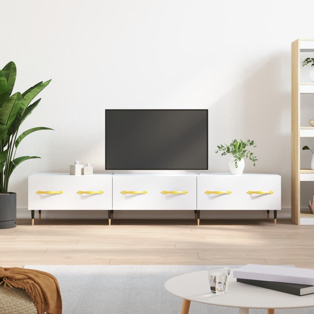 foto del prodotto mobile porta tv bianco lucido 150x36x30 cm in legno multistratocod mxl 80043