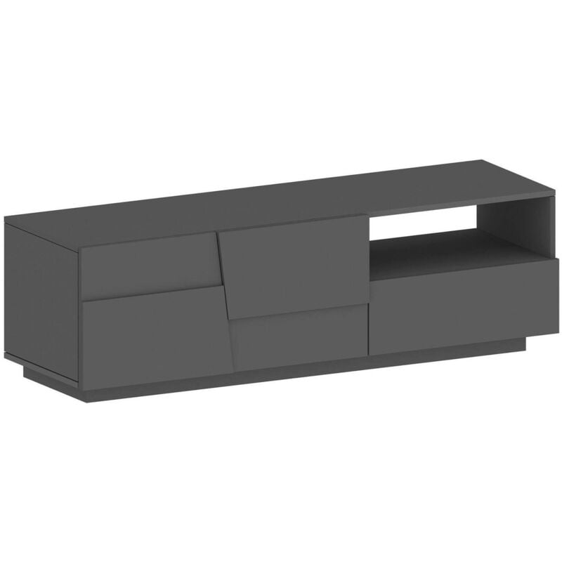 foto del prodotto mobile porta tv cecia, credenza bassa da soggiorno con 2 ante e 1 cassetto, base porta tv, 150x44h46 cm, antracite dmora