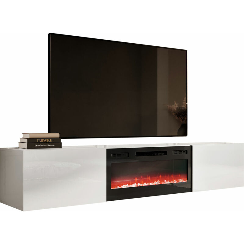 foto del prodotto mobile porta tv charlotte 162, bianco bianco lucido, il numero di porte 0, numero di cassetti 0, 200x37x40cm