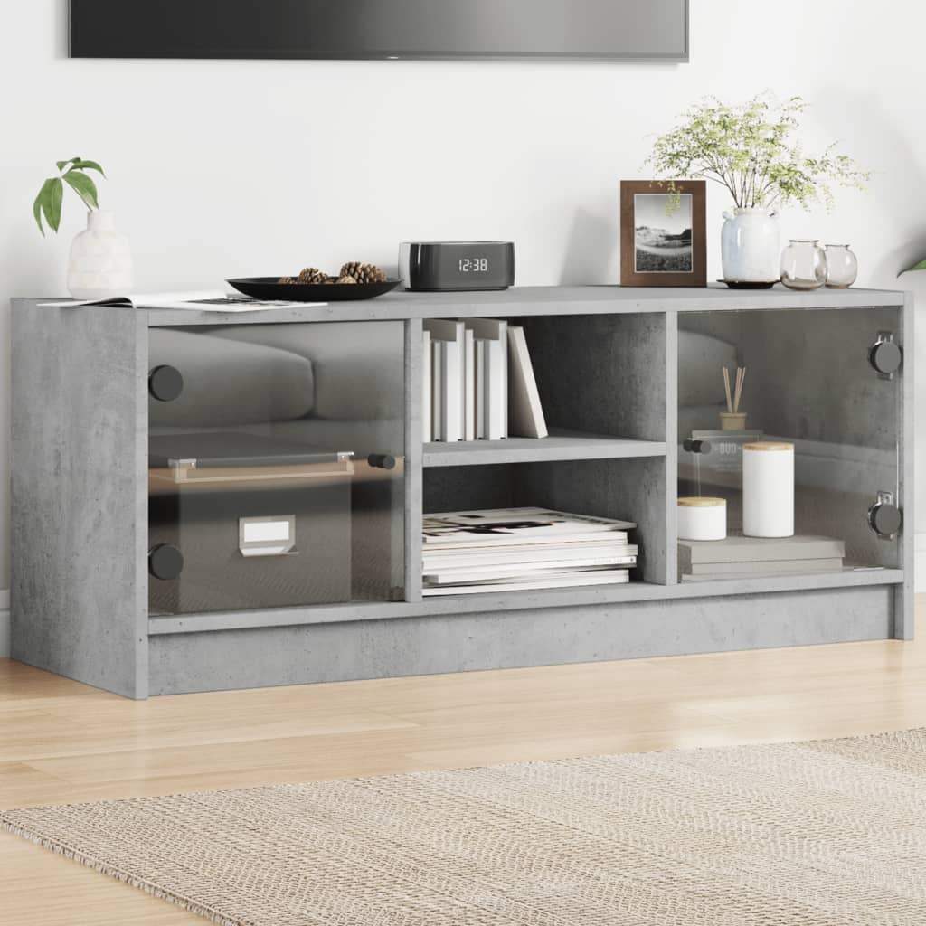 foto del prodotto mobile porta tv con ante in vetro grigio cemento 102x37x42 cmcod mxl 87149