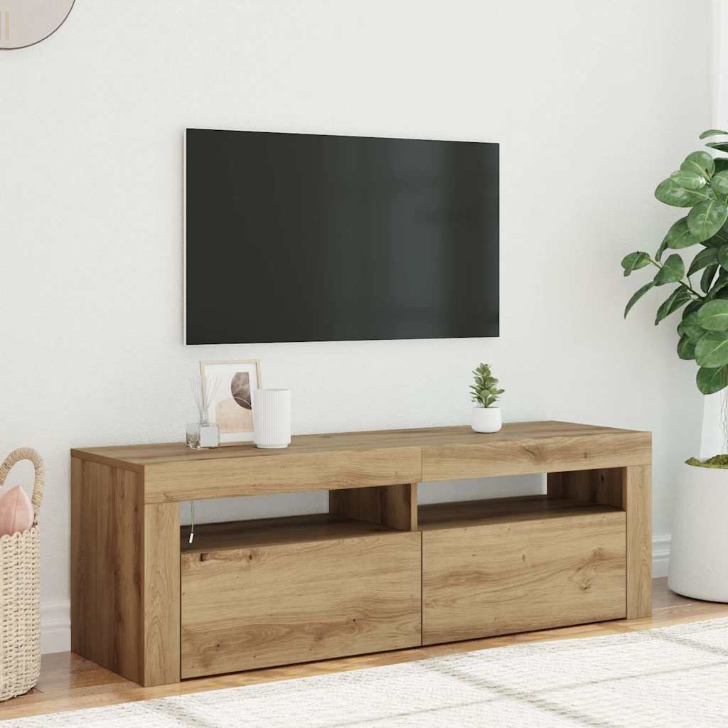 foto del prodotto mobile porta tv con led artigianale 120x35x40 cm multistrato