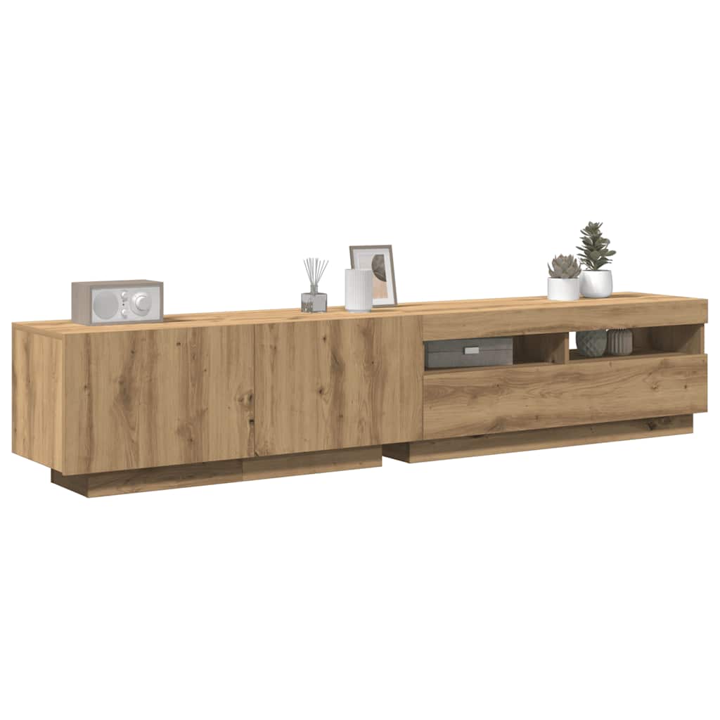 foto del prodotto mobile porta tv con led artigianale 200x35x40 cm multistrato