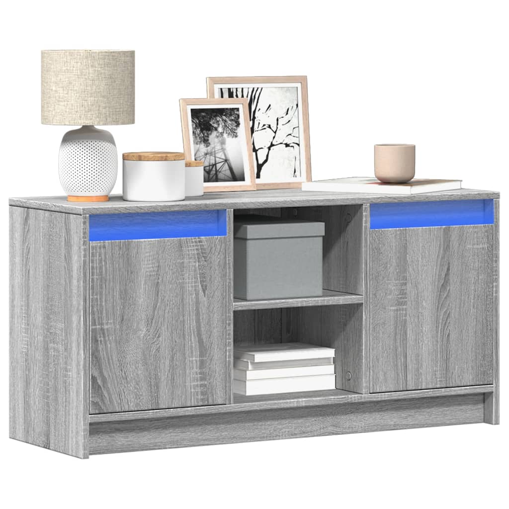 foto del prodotto mobile porta tv con led grigio sonoma 100x34x50cm in truciolato