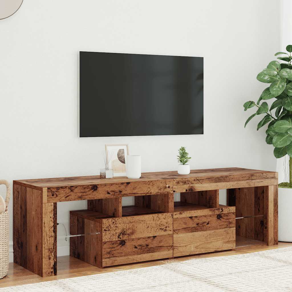 foto del prodotto mobile porta tv con led legno antico 140x36,5x40 cm multistrato