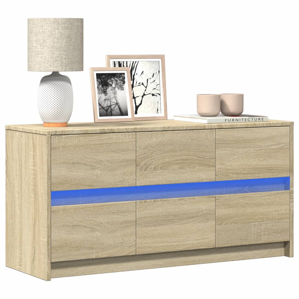 foto del prodotto mobile porta tv con led rovere sonoma 100x34x50cm in truciolato