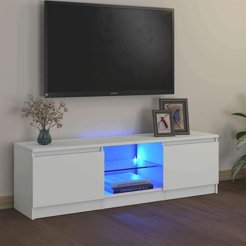 foto del prodotto mobile porta tv con luci led bianco 120x30x35,5 cm cod mxl 13431
