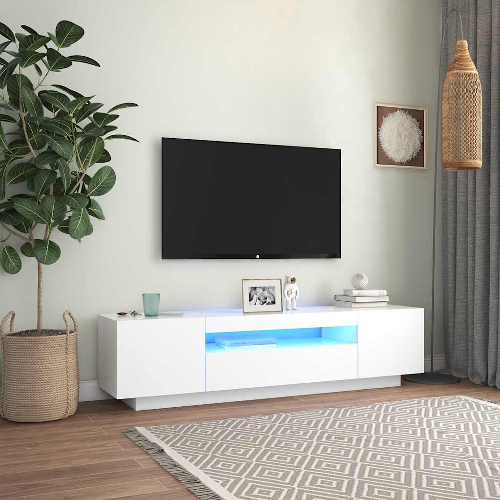 foto del prodotto mobile porta tv con luci led bianco 160x35x40 cm cod mxl 14125