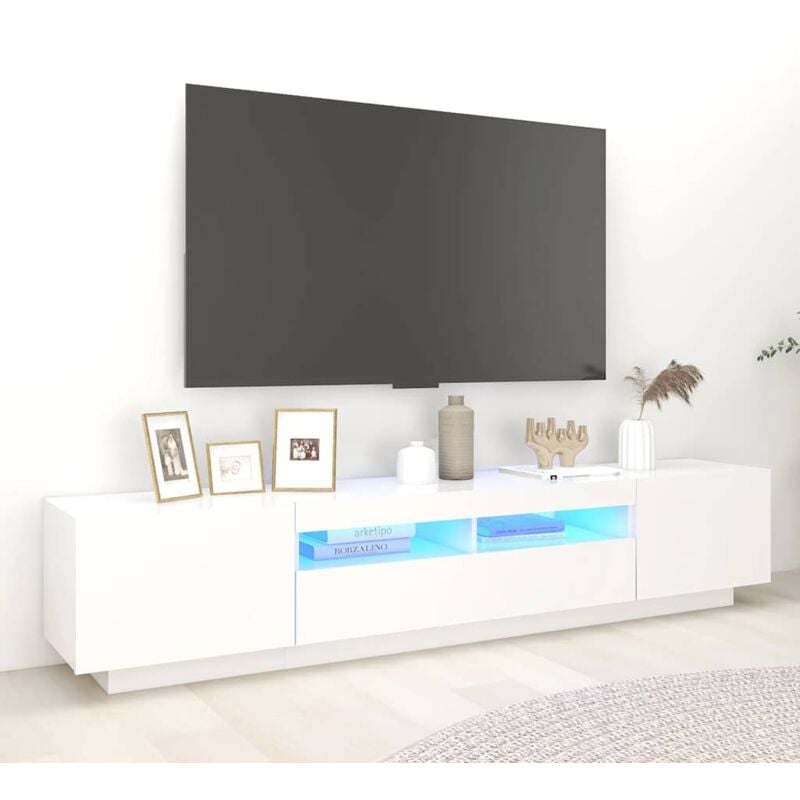 foto del prodotto mobile porta tv con luci led bianco 200x35x40 cm vidaxl