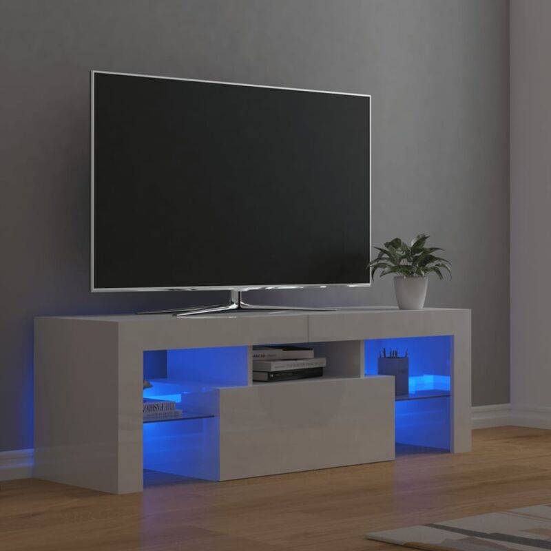 foto del prodotto mobile porta tv con luci led bianco lucido 120x35x40 cm vidaxl