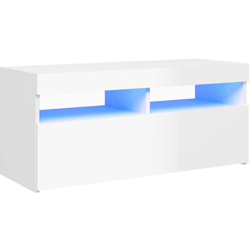 foto del prodotto mobile porta tv con luci led bianco lucido 90x35x40 cm vidaxl