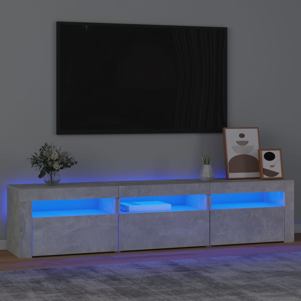 foto del prodotto mobile porta tv con luci led grigio cemento 180x35x40 cmcod mxl 124161