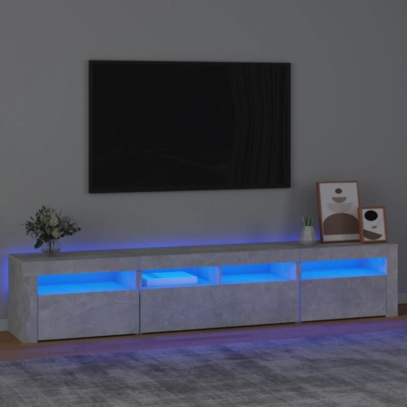 foto del prodotto mobile porta tv con luci led grigio cemento 210x35x40 cm vidaxl