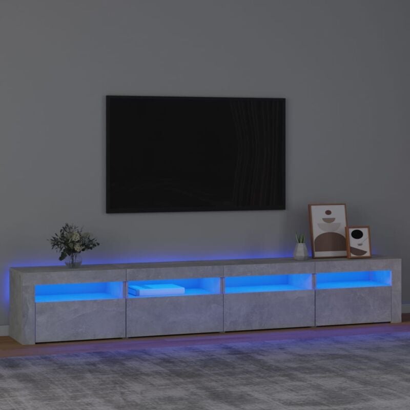 foto del prodotto mobile porta tv con luci led grigio cemento 240x35x40 cm vidaxl