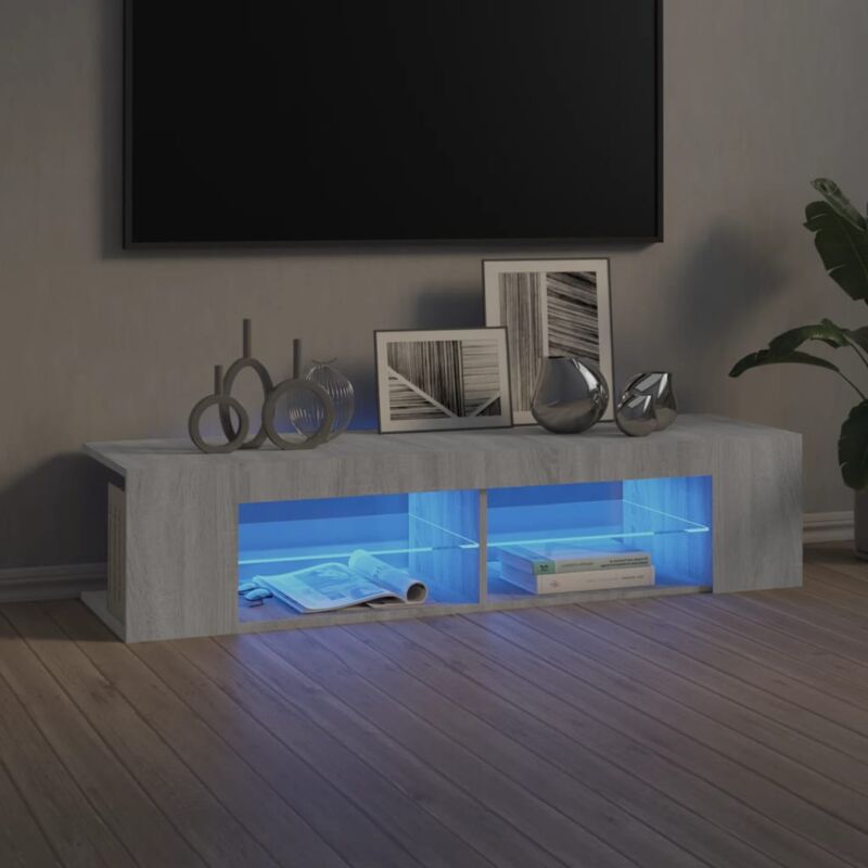 foto del prodotto mobile porta tv con luci led grigio sonoma 135x39x30 cm vidaxl