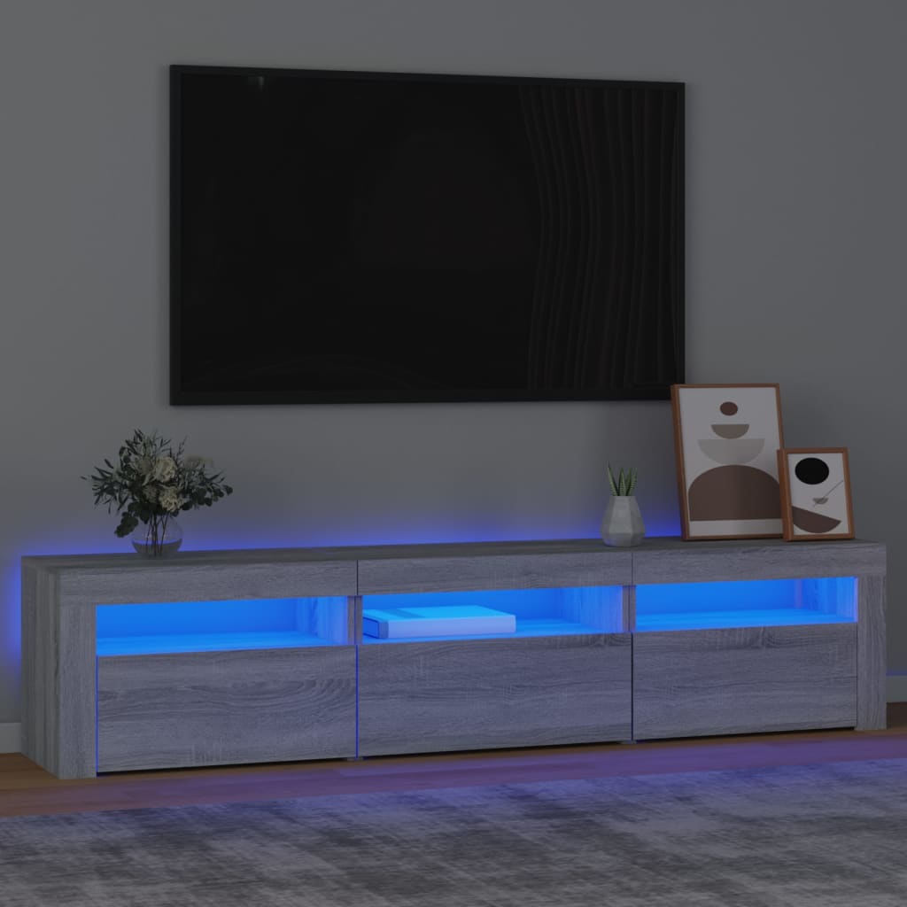 foto del prodotto mobile porta tv con luci led grigio sonoma 180x35x40 cm cod mxl 12030