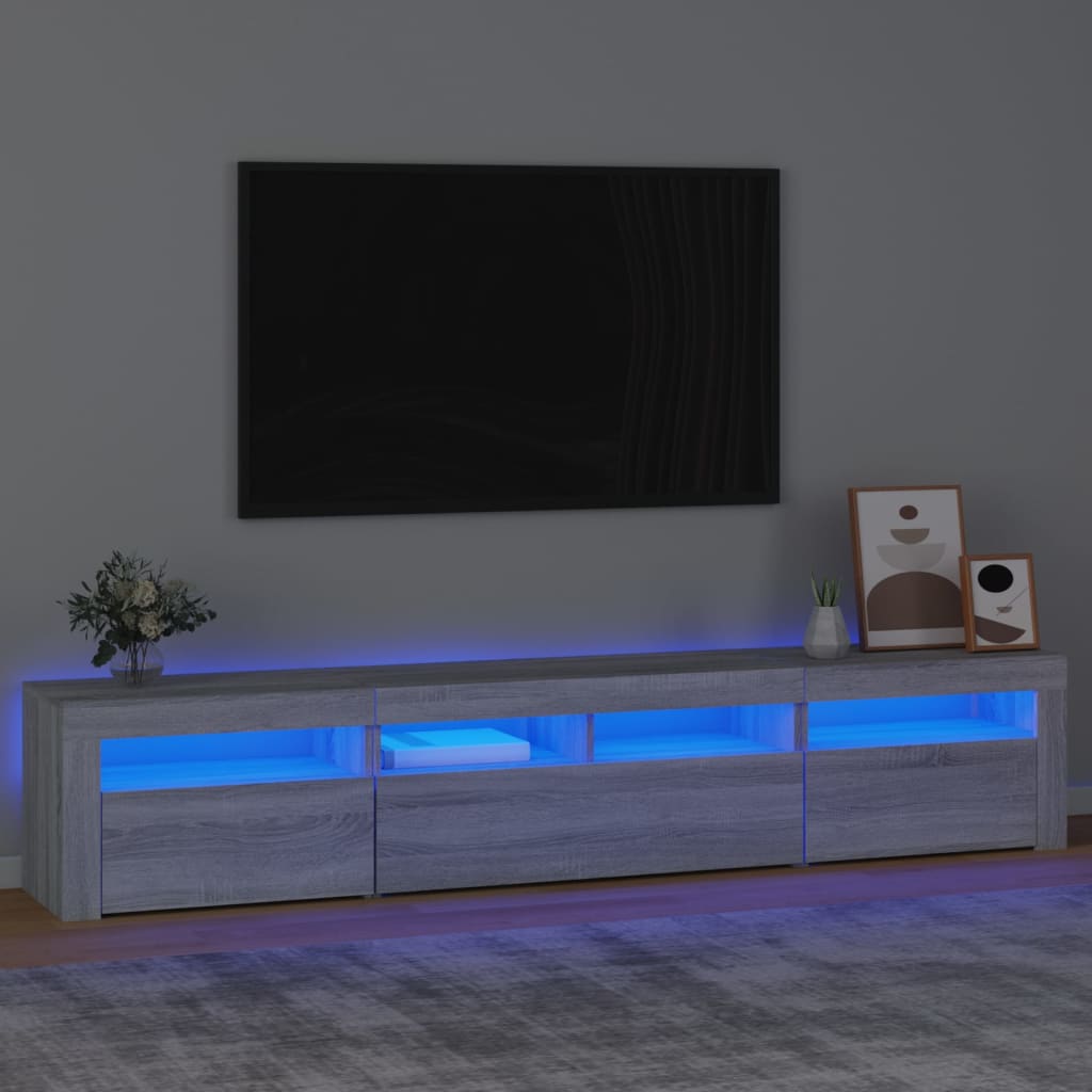 foto del prodotto mobile porta tv con luci led grigio sonoma 210x35x40 cm cod mxl 24811