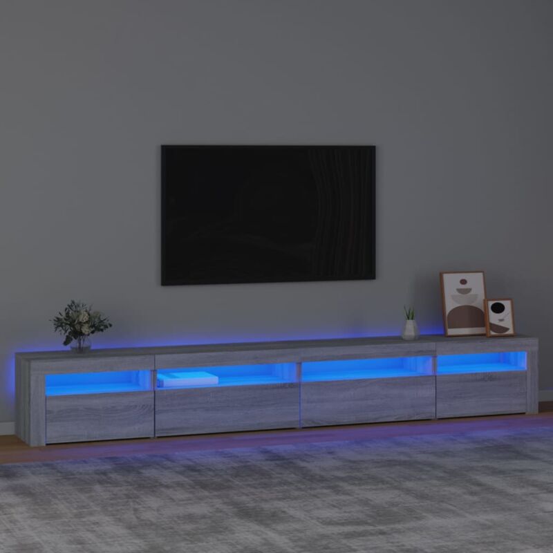 foto del prodotto mobile porta tv con luci led grigio sonoma 270x35x40 cm vidaxl