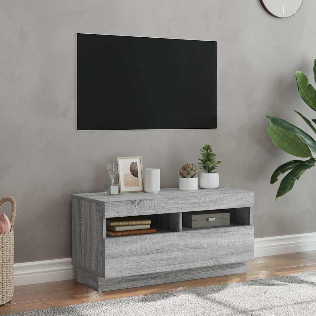 foto del prodotto mobile porta tv con luci led grigio sonoma 80x35x40 cm cod mxl 10141