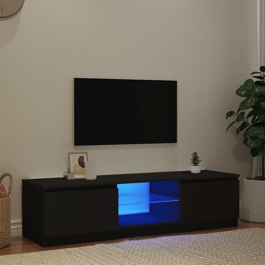 foto del prodotto mobile porta tv con luci led nero 140x40x35,5 cm cod mxl 47080