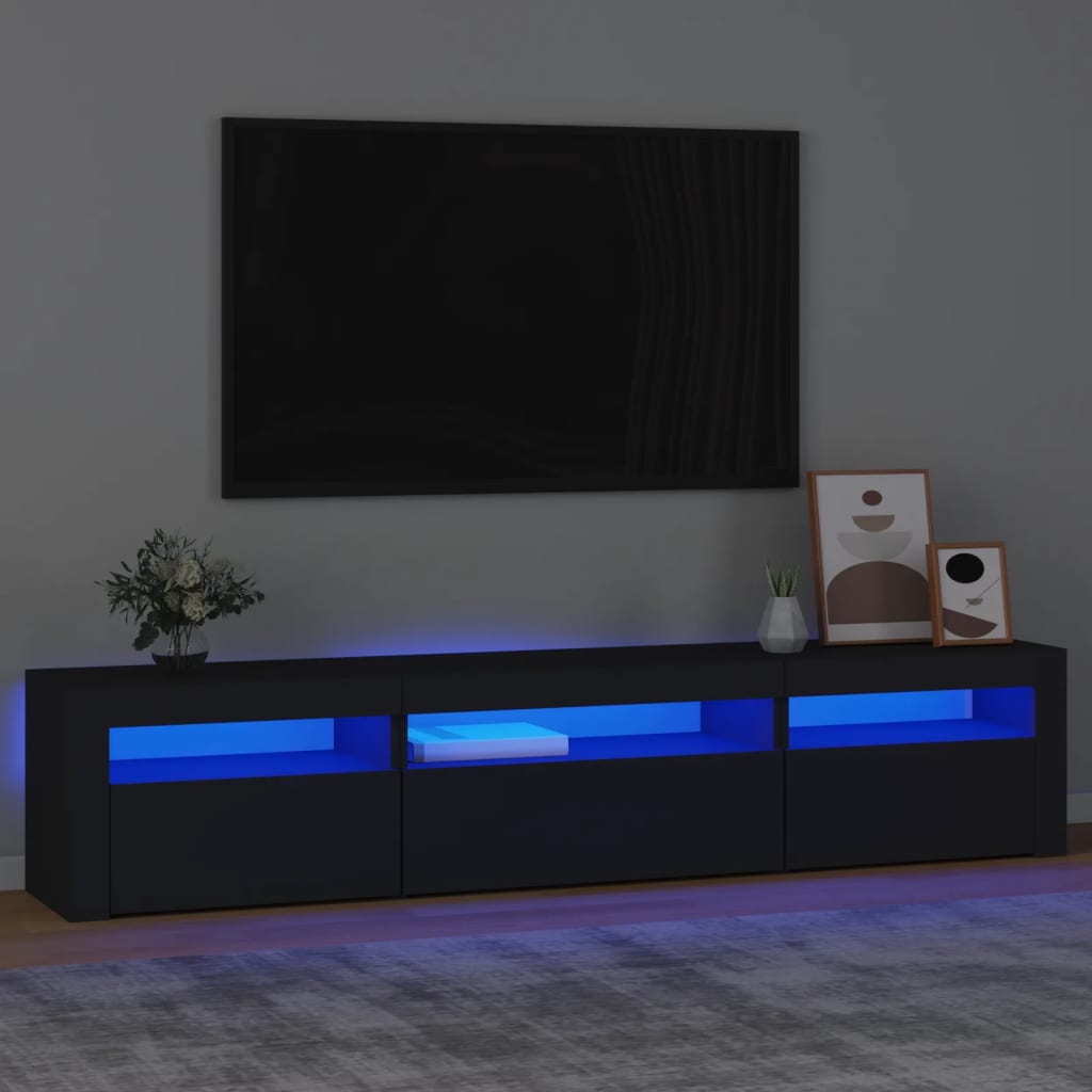 foto del prodotto mobile porta tv con luci led nero 195x35x40 cm