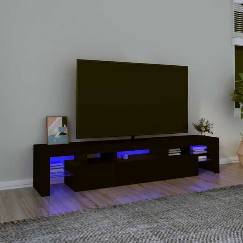 foto del prodotto mobile porta tv con luci led nero 200x36,5x40 cm vidaxl