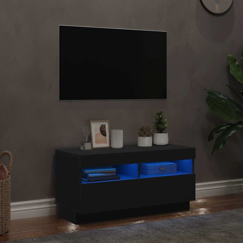 foto del prodotto mobile porta tv con luci led nero 80x35x40 cm vidaxl