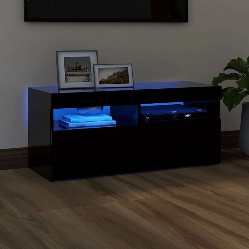 foto del prodotto mobile porta tv con luci led nero 90x35x40 cm vidaxl
