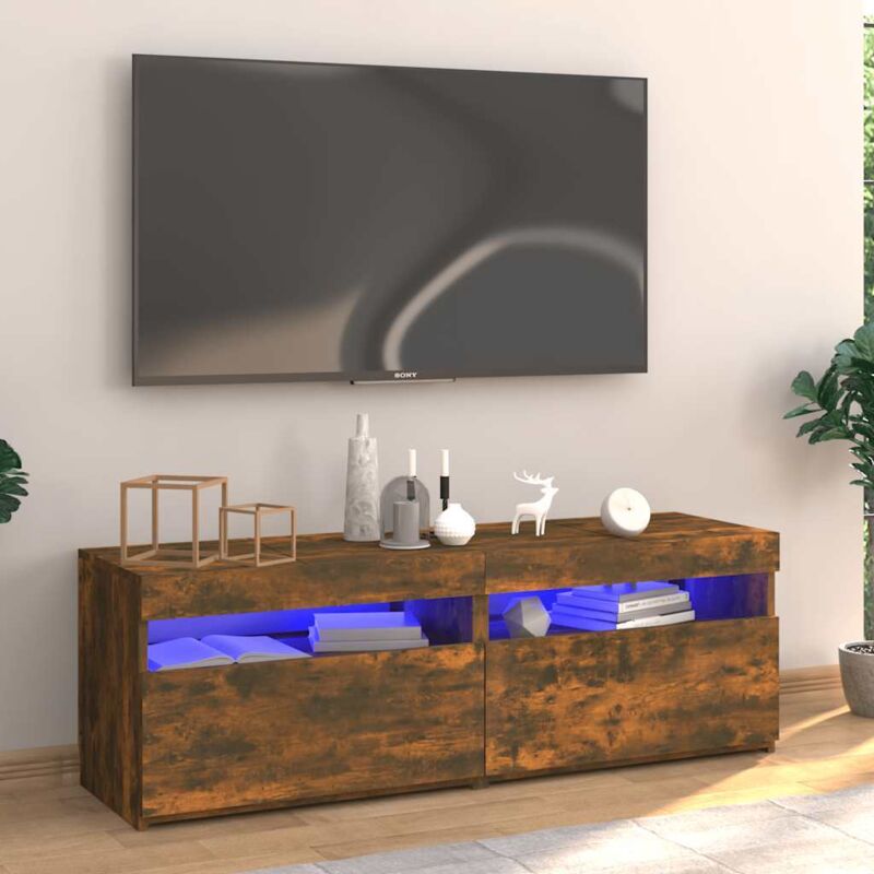 foto del prodotto mobile porta tv con luci led rovere fumo 120x35x40 cm - vidaxl