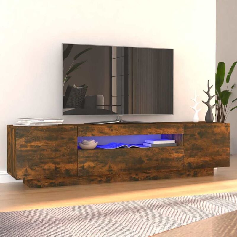 foto del prodotto mobile porta tv con luci led rovere fumo 160x35x40 cm vidaxl