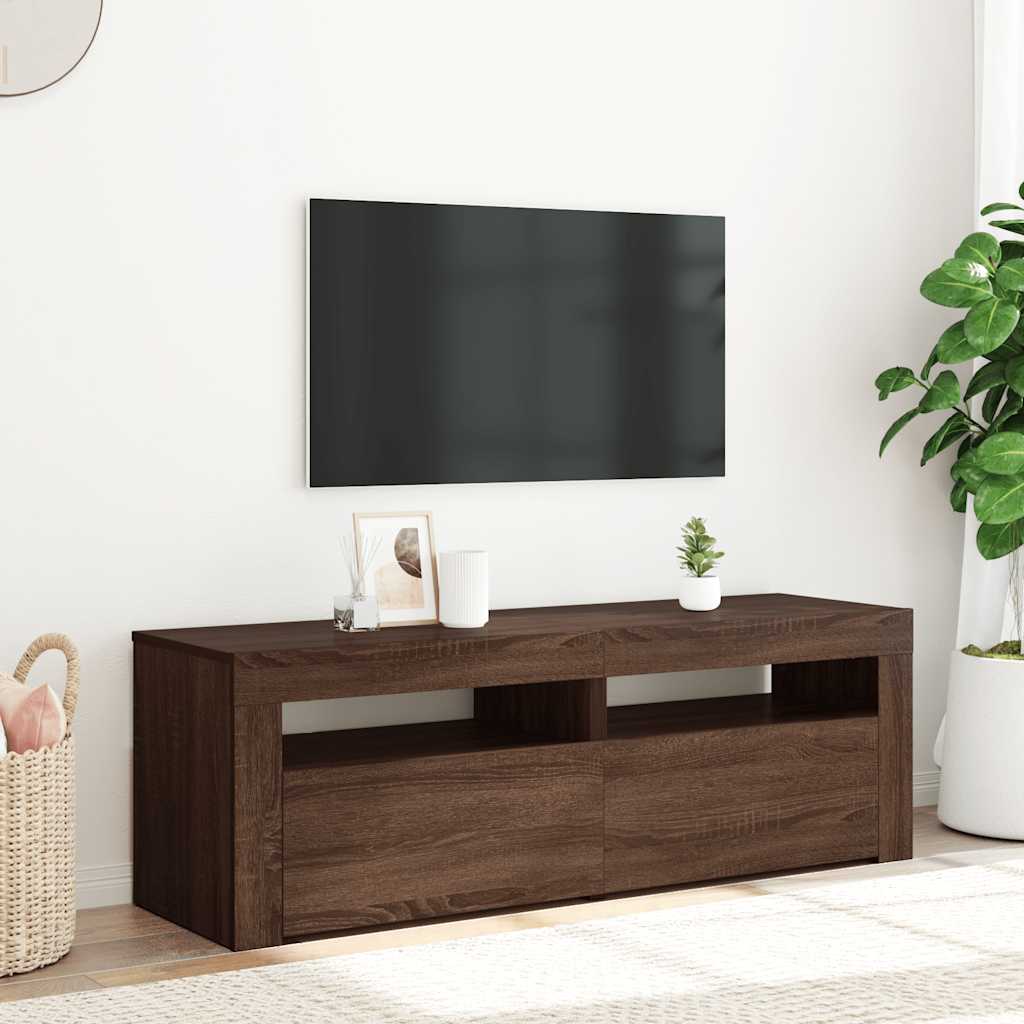 foto del prodotto mobile porta tv con luci led rovere marrone 120x35x40 cm cod mxl 14094