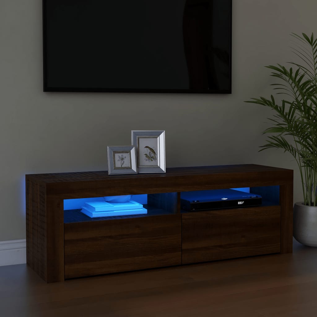 foto del prodotto mobile porta tv con luci led rovere marrone 120x35x40 cm cod mxl 9599