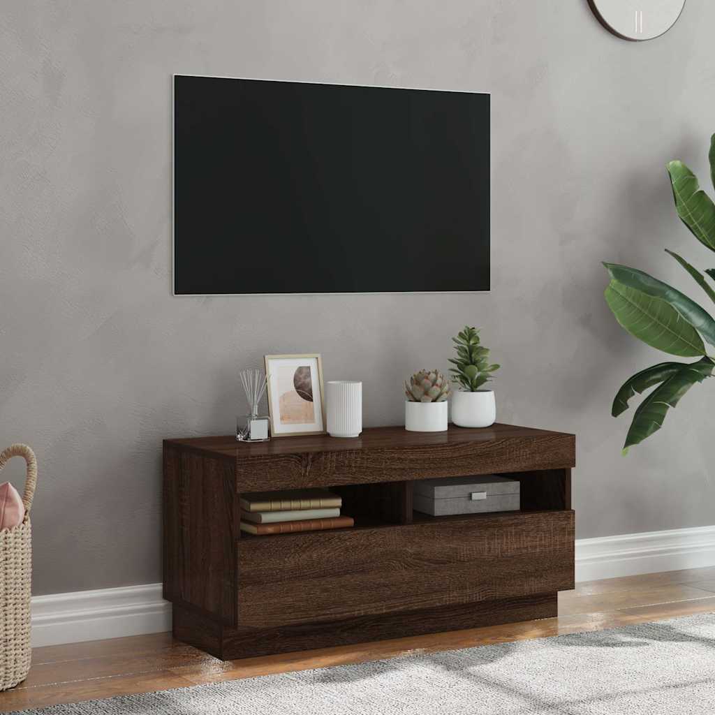 foto del prodotto mobile porta tv con luci led rovere marrone 80x35x40 cm cod mxl 15892