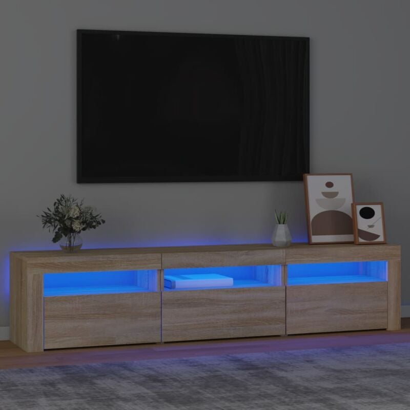 foto del prodotto mobile porta tv con luci led rovere sonoma 180x35x40 cm vidaxl