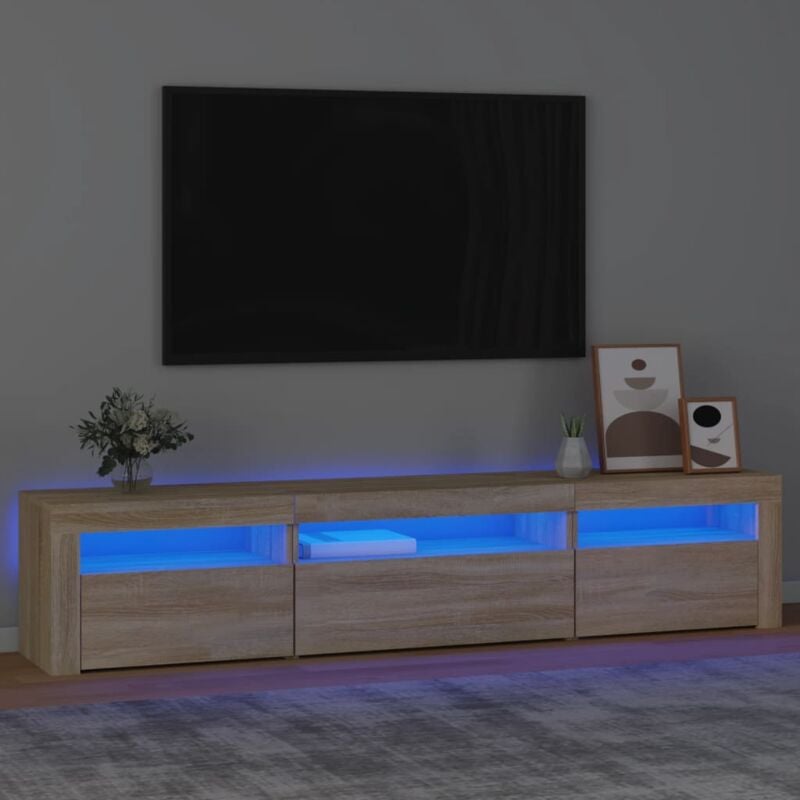 foto del prodotto mobile porta tv con luci led rovere sonoma 195x35x40 cm vidaxl